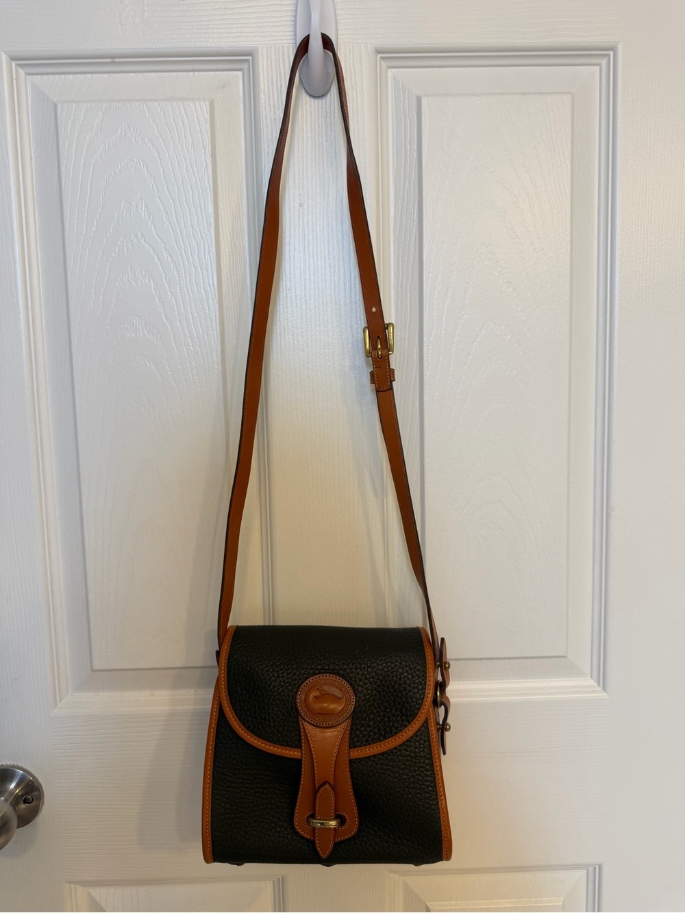 Dooney & Bourke Dark Olive GreenCrossbody with Tan Trim and Strap